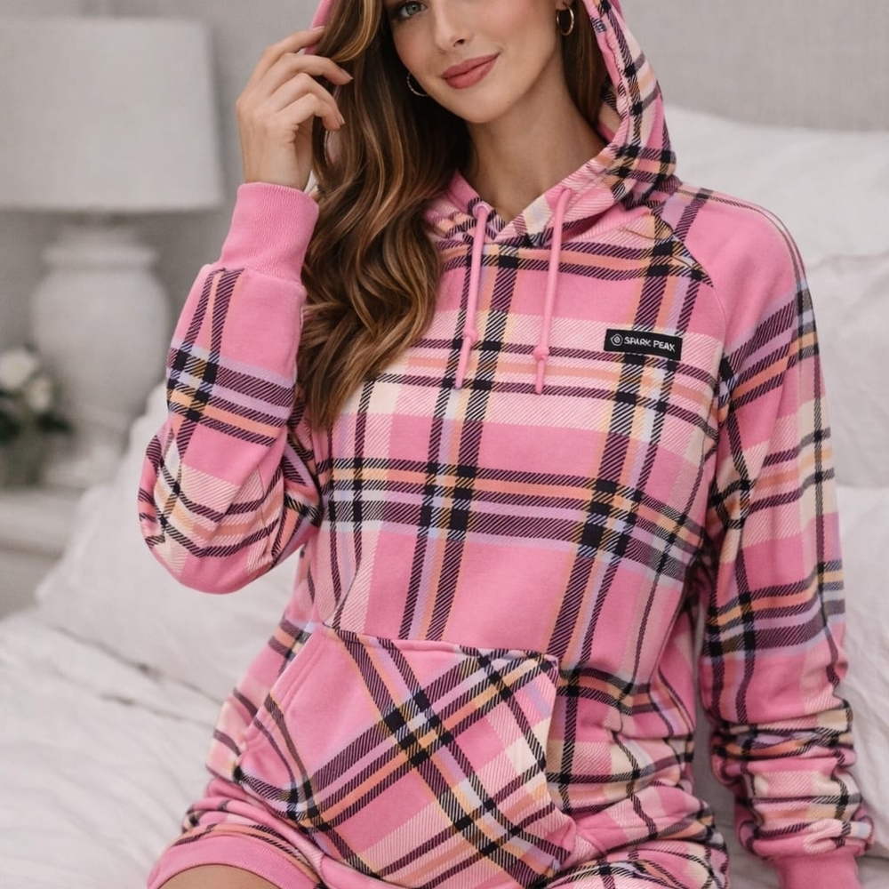 Spark Paws Pink Plaid Hoodie Dog Lover Matching Style 2XL
